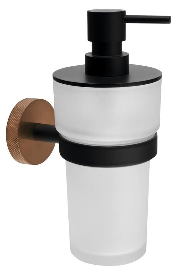 LARISSA mydleniczka 250ml, skło mleczne, czarny/miedź mat