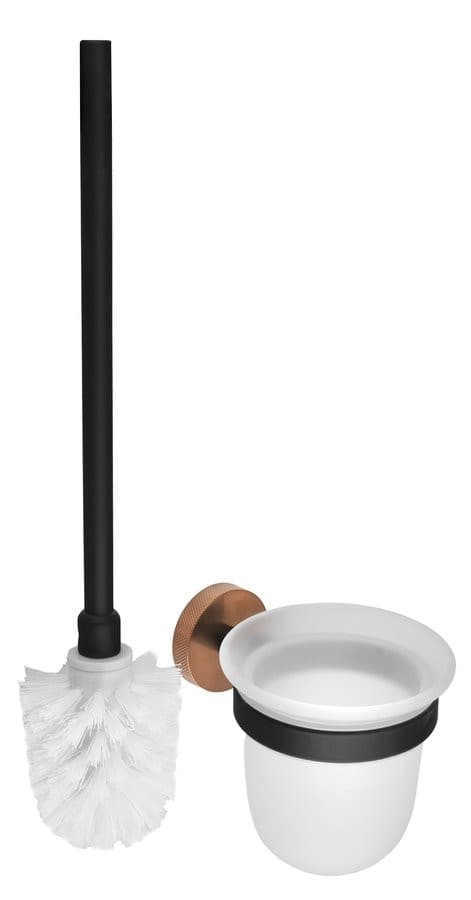 LARISSA szczotka do WC, skło mleczne, czarny/miedź mat