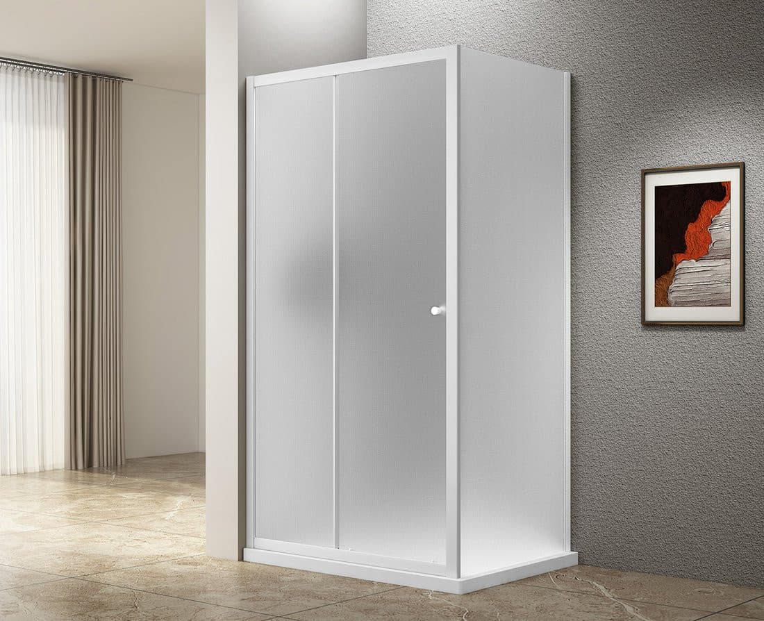 UGGA drzwi prysznicowe przesuwne 1200mm, szkło Brick, biały