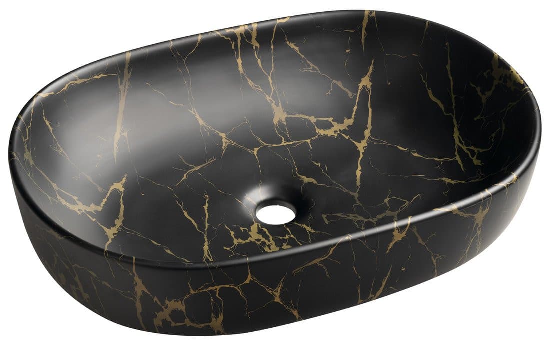 CALEO umywalka ceramiczna nablatowa, 60x42cm, marmur portoro