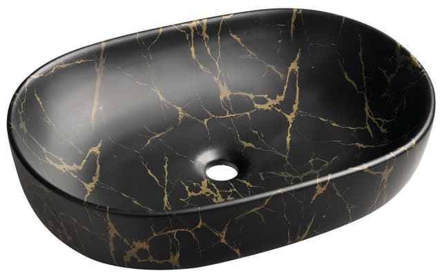 CALEO umywalka ceramiczna nablatowa, 60x42cm, marmur portoro