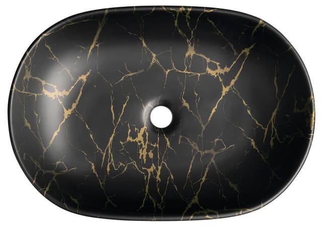 CALEO umywalka ceramiczna nablatowa, 60x42cm, marmur portoro