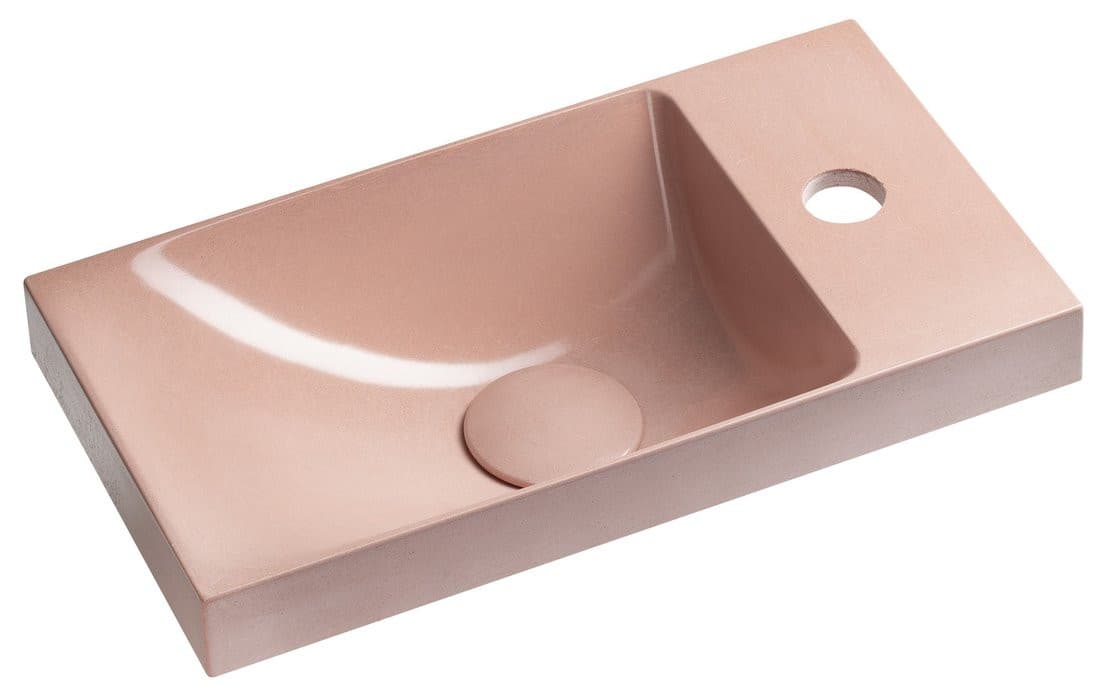 AGOS umywalka betonowa, 40x22cm, lewa/prawa, różowy połysk