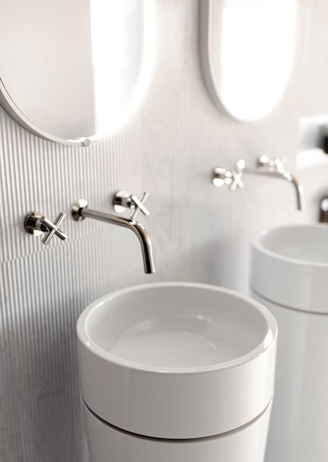 OKE ceramiczna umywalka ścienna średnica 30x88.5cm, biały