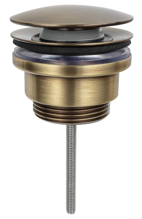 Odpływ umywalkowy, 5/4', click-clack, duży grzybek, brąz