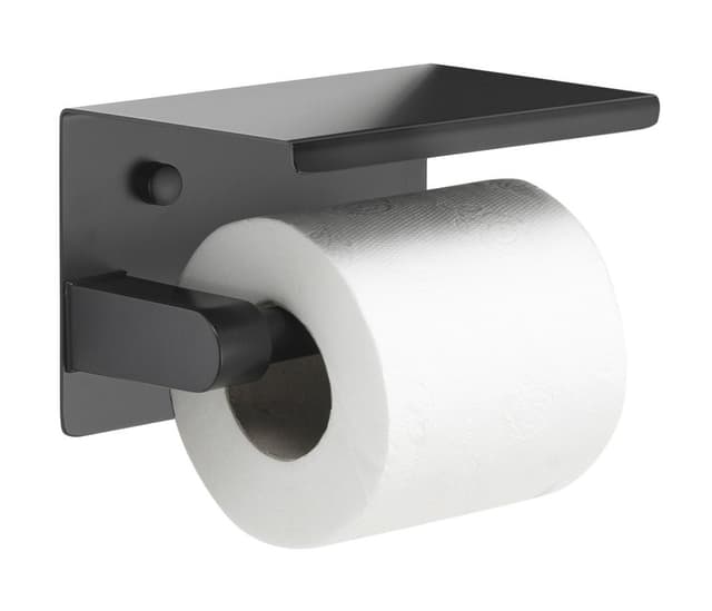 Wieszak na papier toaletowy z półką, czarny mat