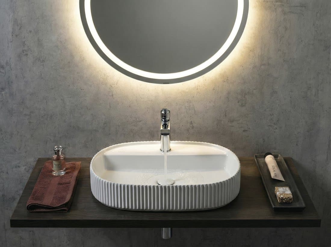 SINTESI umywalka ceramiczna nablatowa, 60x40cm, biała