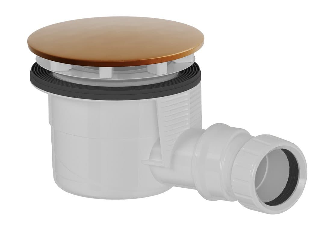 Syfon do brodzików, średnica 90mm, DN40, korek miedź mat