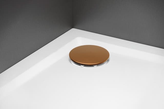 Syfon do brodzików, średnica 90mm, DN40, niski, korek miedź mat