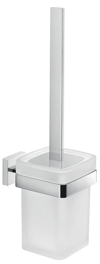 ELBA szczotka WC wisząca, szkło mleczne, chrom
