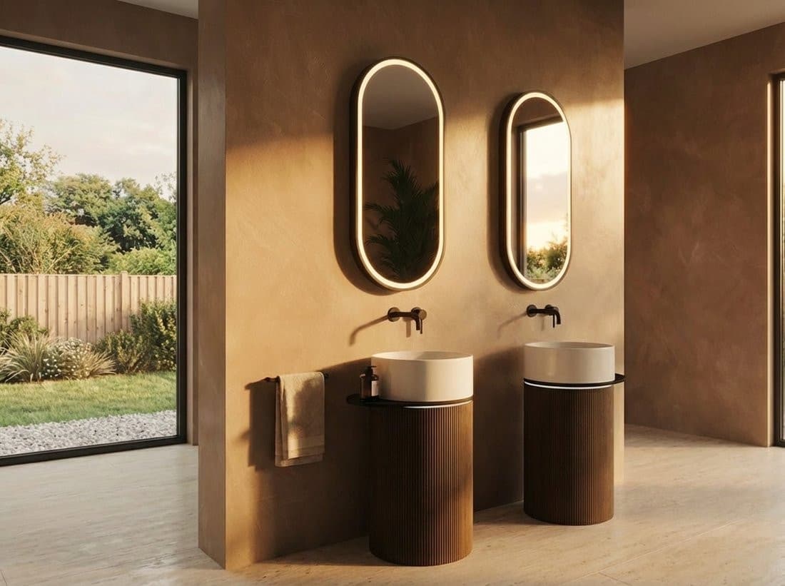 OASIS umywalka ceramiczna wolnostojąca ø 40x89cm, biały mat