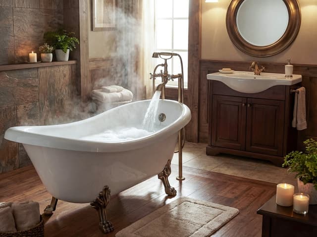 RETRO wolnostojąca wanna 168x76,2x70cm, biała, nogi brąz