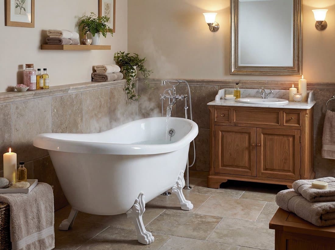 RETRO wolnostojąca wanna 174,5x82x80,5cm, biała, nogi białe