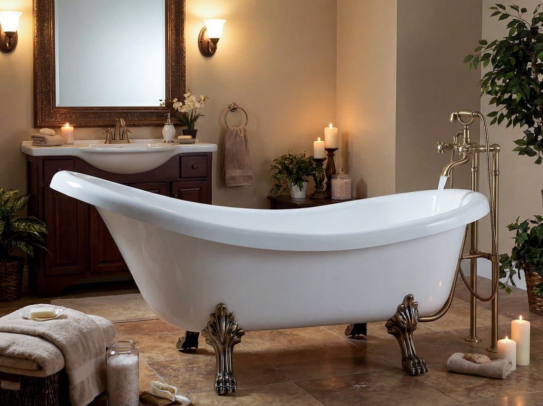 RETRO wolnostojąca wanna 174,5x82x80,5cm, biała, nogi brąz