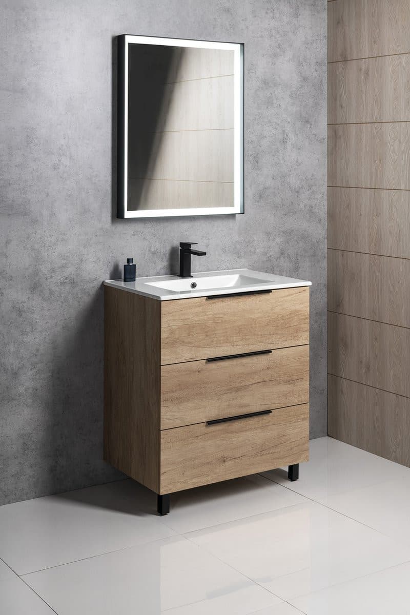 CIRASA szafka pod umywalkę 79,8x75x46cm, 3 szuflada , dąb cuneo