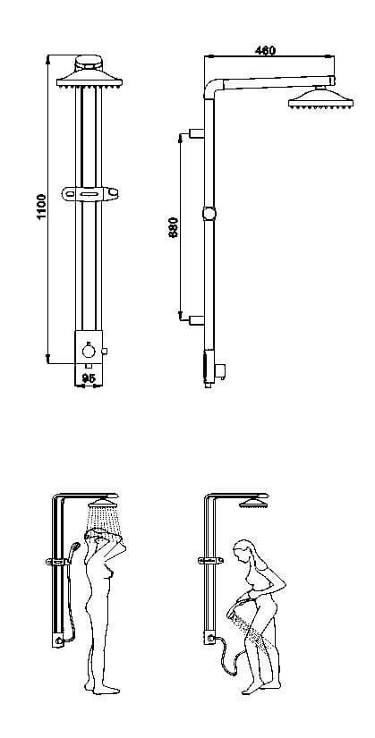 TOUR zestaw prysznicowy 1100mm z aluminium