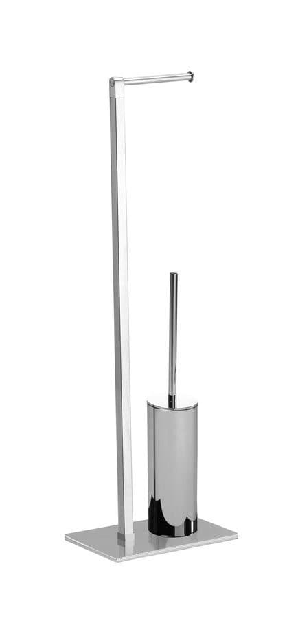 Stojak z wieszakiem na papier toaletowy i szczotką WC, chrom