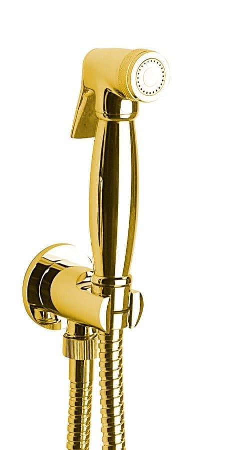 Retro prysznic bidetowy z wężem i uchwytem złoty