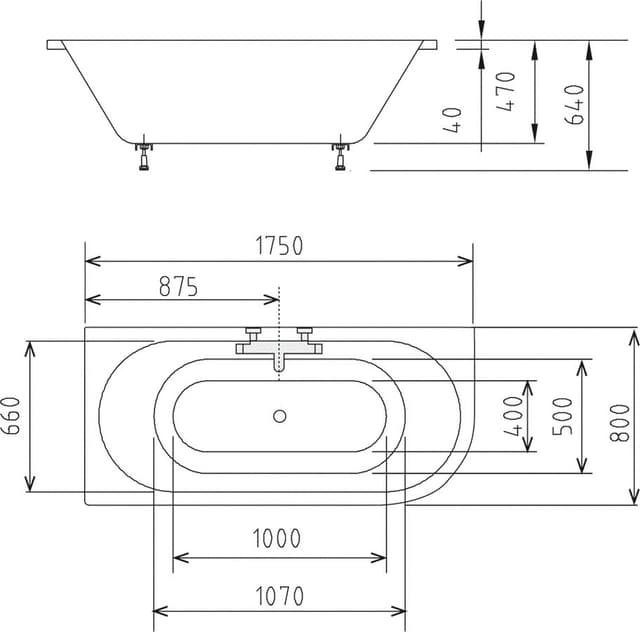 VIVA R 175 asymetryczna wanna 175x80cm prawa biała