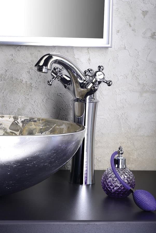 ANTEA wysoka bateria umywalkowa z odpływem, 245mm, chrom