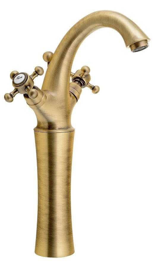 ANTEA wysoka bateria umywalkowa z odpływem 300mm brąz