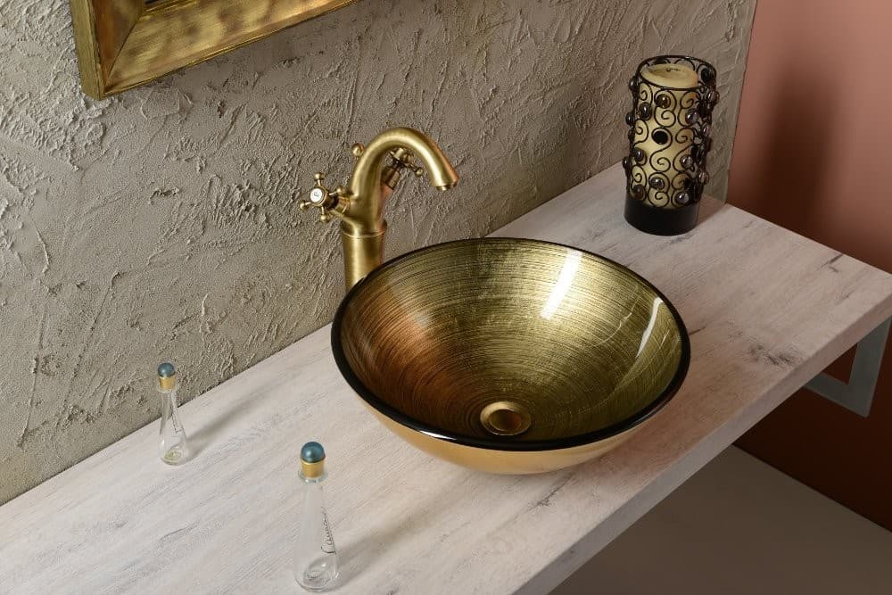 ANTEA wysoka bateria umywalkowa z odpływem 300mm brąz