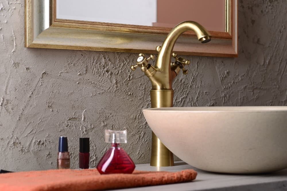 ANTEA wysoka bateria umywalkowa z odpływem 300mm brąz