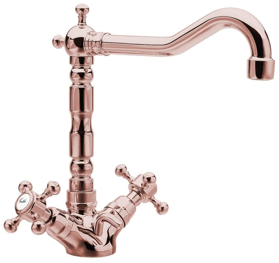 ANTEA bateria umywalkowa retro z wylewką, różowe złoto