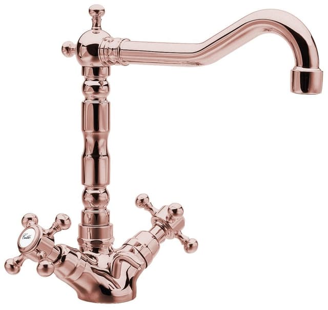 ANTEA bateria umywalkowa retro z wylewką, różowe złoto