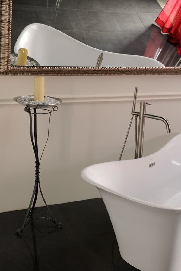 MINIMAL bateria wannowa wolnostojąca z płaską wylewką AISI304