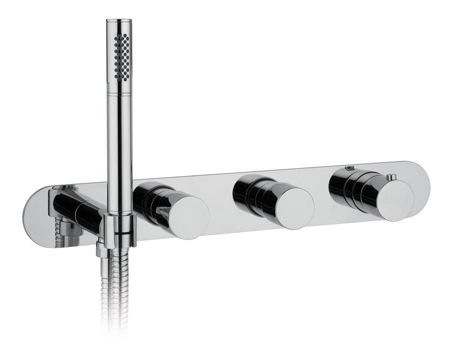 Termostatyczna bateria prysznicowa podtynkowa, okrągła, chrom