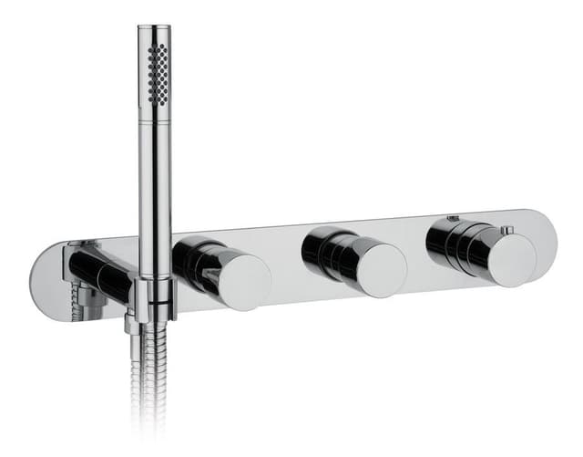 Termostatyczna bateria prysznicowa podtynkowa, okrągła, chrom
