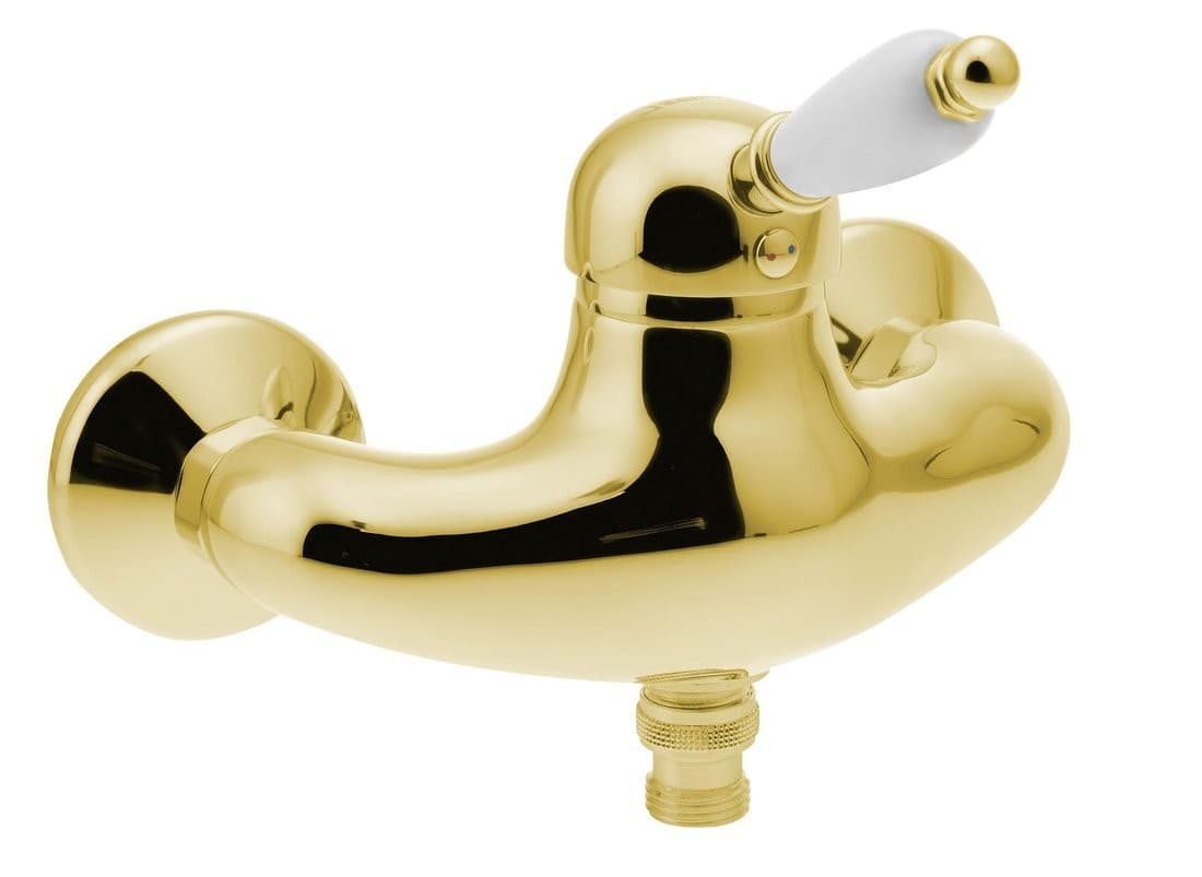 KIRKÉ WHITE bateria prysznicowa, uchwyt biały/złoto