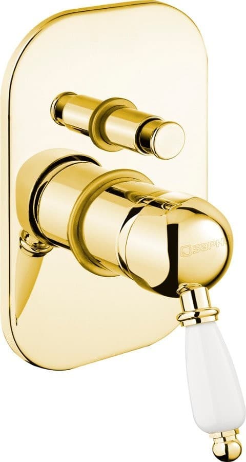 KIRKÉ WHITE podtynkowa bateria prysznicowa złota