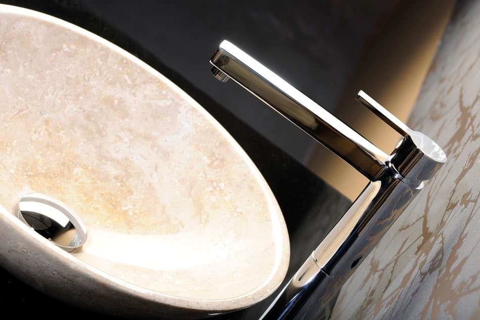 BLOK 1 umywalka kamienna polerowany beżowy trawertyn 40cm