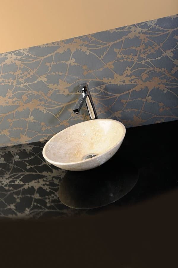 BLOK 1 umywalka kamienna polerowany beżowy trawertyn 40cm