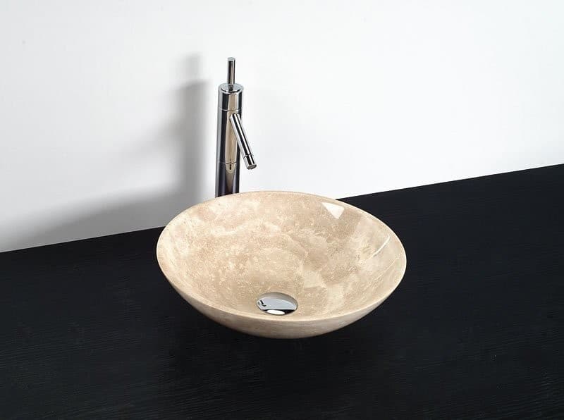 BLOK 1 umywalka kamienna polerowany beżowy trawertyn 40cm