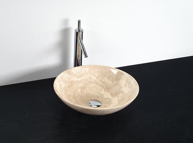 BLOK 1 umywalka kamienna polerowany beżowy trawertyn 40cm