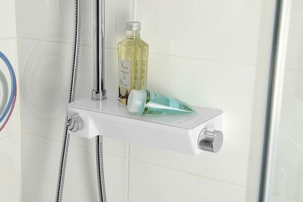 LIAM zestaw prysznicowy z baterią termostatyczną i półką