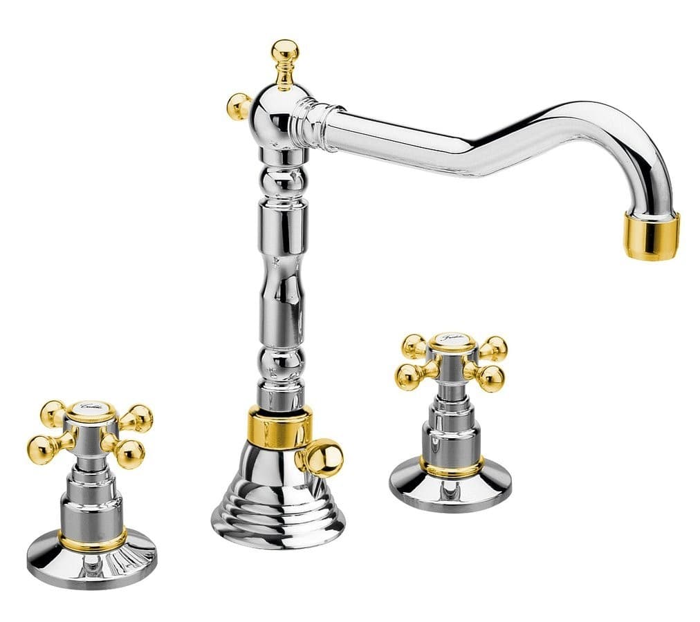 ANTEA bateria umywalkowa retro trzyelementowa z wylewką