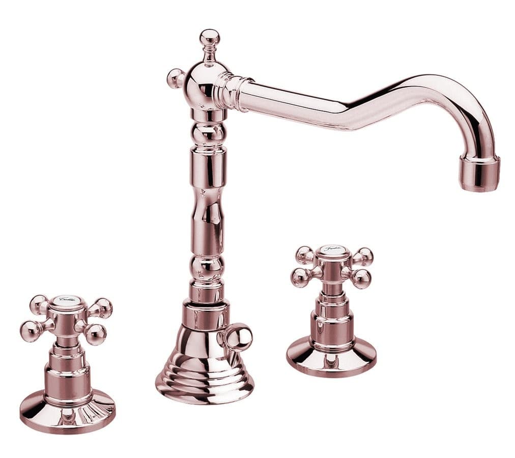ANTEA bateria umywalkowa retro, różowe złoto, trzyelementowa