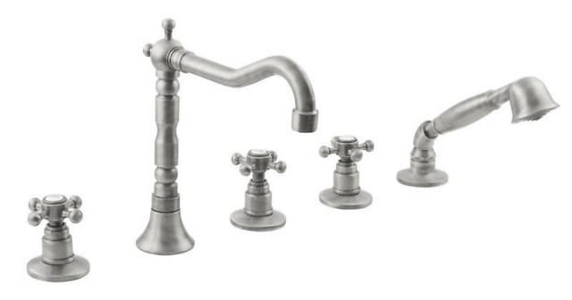 ANTEA bateria na brzeg wanny, retro niklowa, 5 elem.