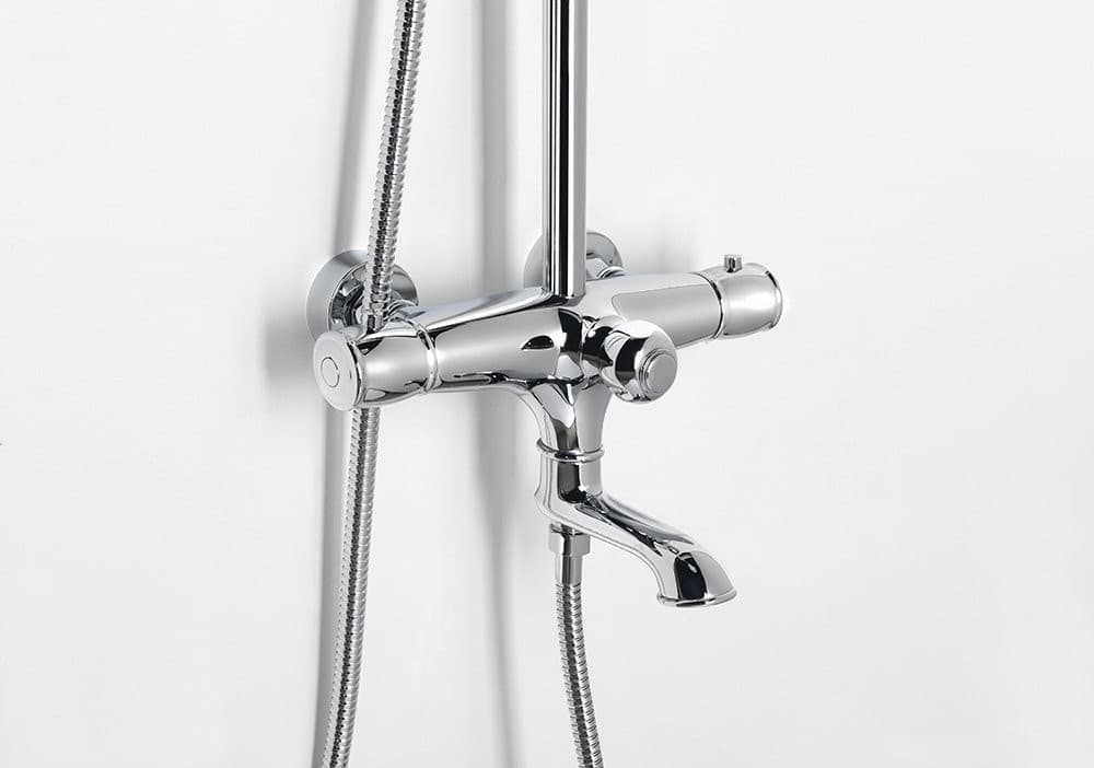 KIRKÉ słup przysznicowy z baterią termostatyczną, chromowany