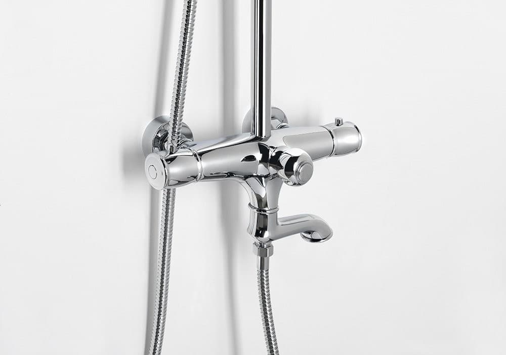 KIRKÉ słup przysznicowy z baterią termostatyczną, chromowany