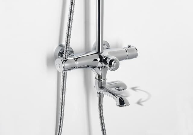 KIRKÉ słup przysznicowy z baterią termostatyczną, chromowany