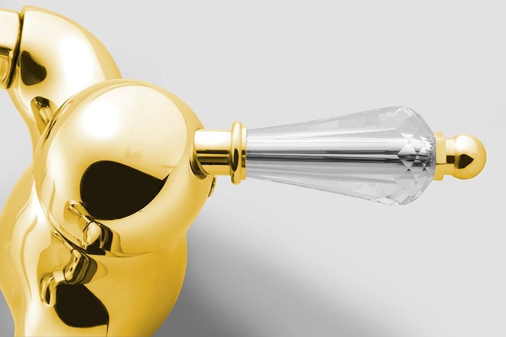 KIRKÉ CRYSTAL bateria prysznicowa złota z uchwytem kryształowym