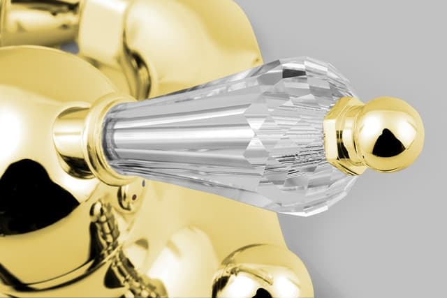 KIRKÉ CRYSTAL bateria wannowa złota z uchwytem kryształowym