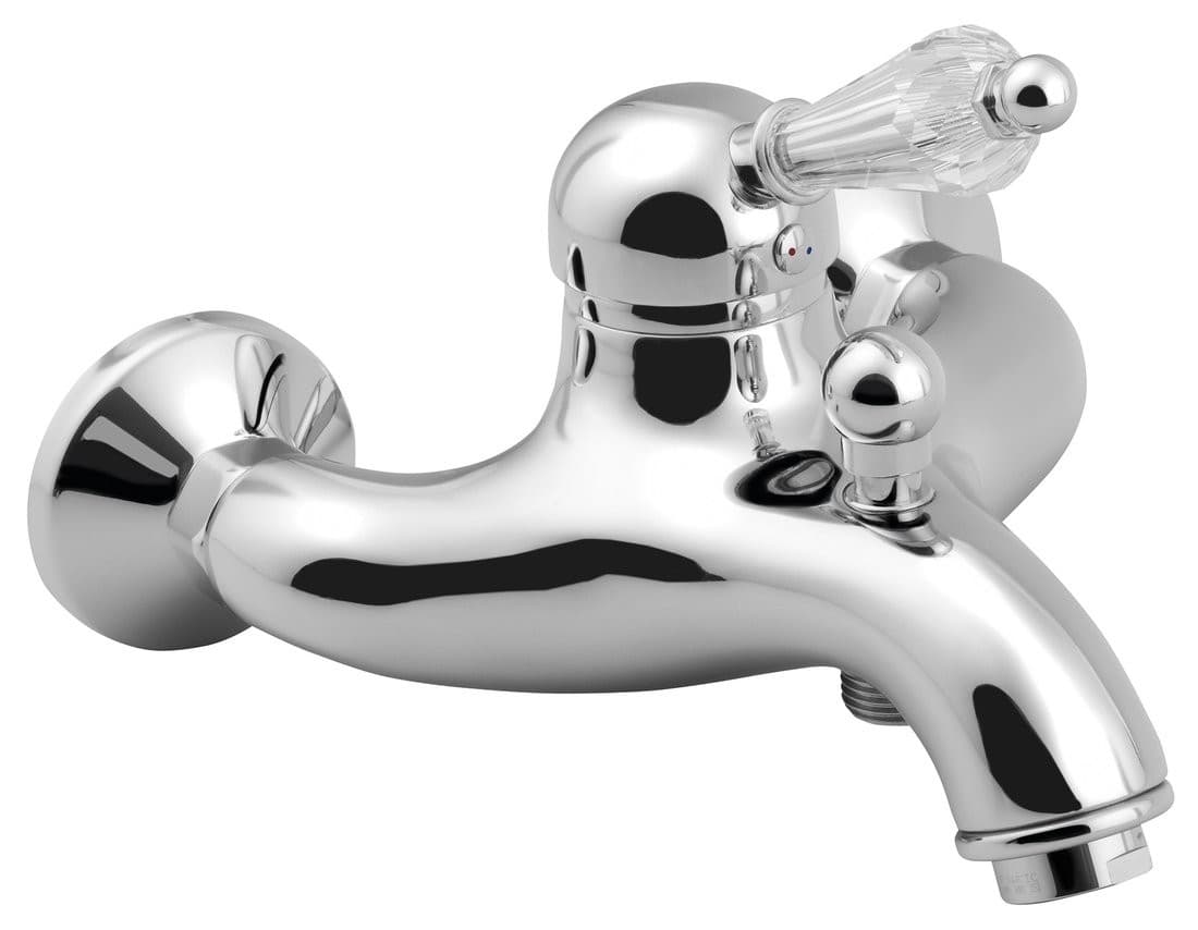 KIRKÉ CRYSTAL bateria wannowa chrom z uchwytem kryształowym