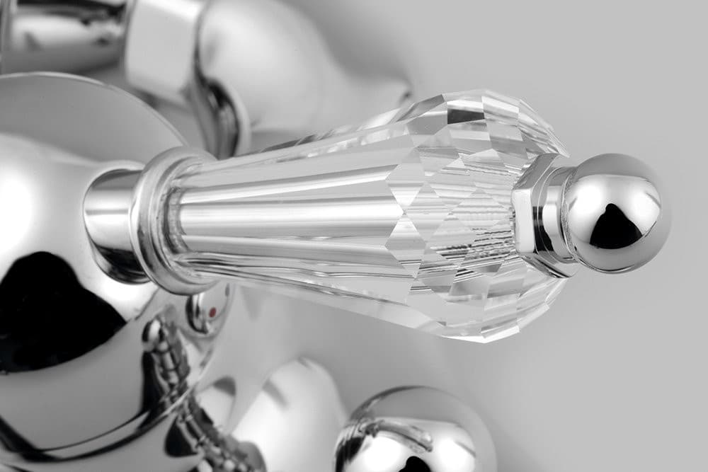 KIRKÉ CRYSTAL bateria wannowa chrom z uchwytem kryształowym