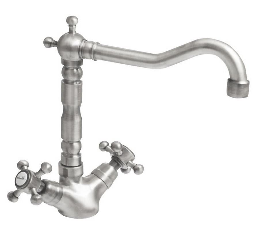 ANTEA bateria umywalkowa retro, żeliwo nikiel szczotkowany